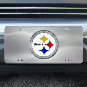 🏈🆕 PITTSBURGH STEELERS MIRRORED DIE CAST LICENSE PLATE - STAINLESS STEEL